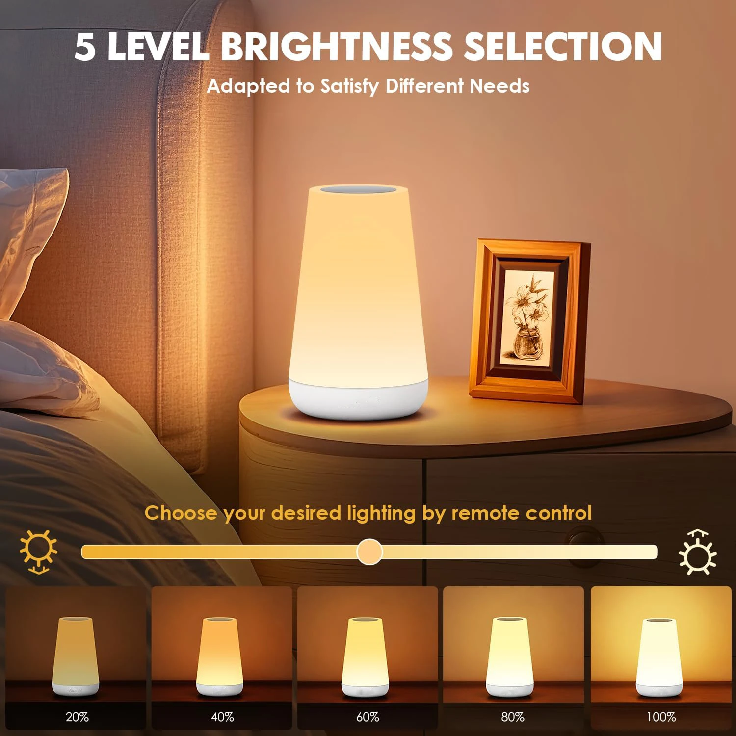 Luz LED nocturna que cambia de 13 colores, Control remoto táctil, recargable por USB, lámpara de noche RGB, lámpara regulable, lámpara de mesita de noche portátil