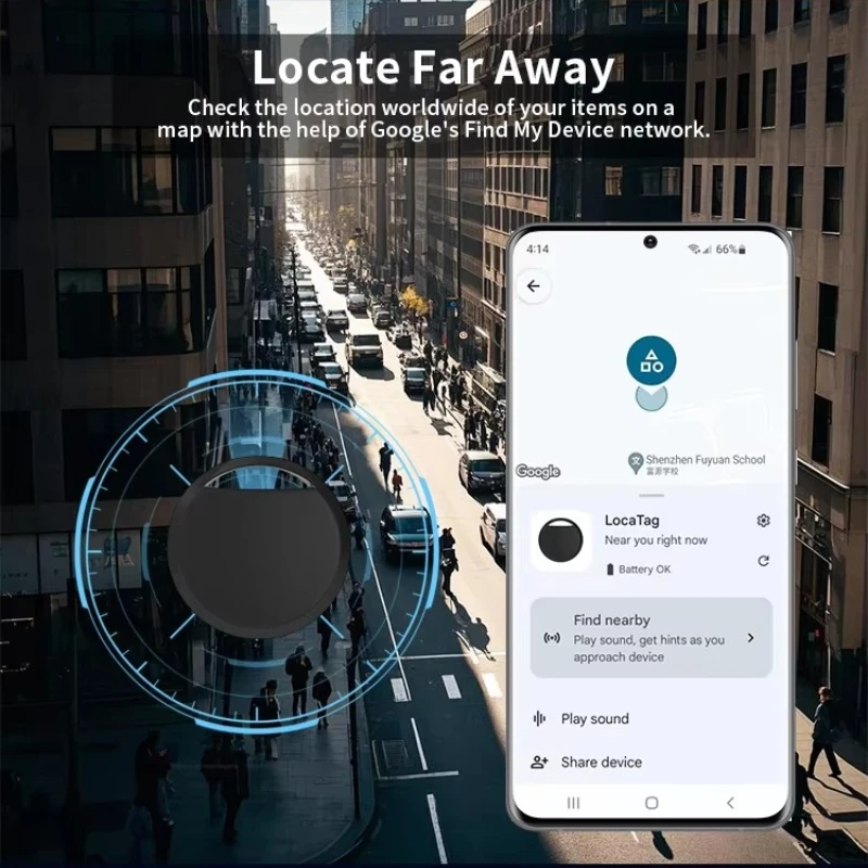 Rastreador GPS Bluetooth para teléfonos Android, funciona con la aplicación Hub de Google Find, buscador de llaves, etiqueta inteligente para mascotas para Xiaomi, Samsung, Pixel, OnePlus