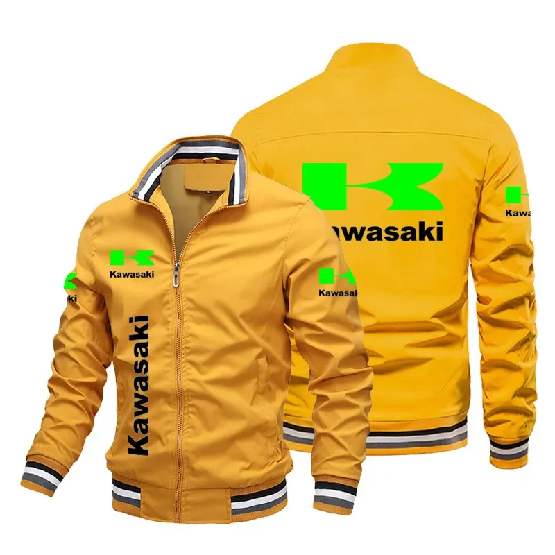 2024 jaqueta masculina kawasaki logotipo impresso jaqueta de corrida da motocicleta esportiva ao ar livre casual com zíper camisa jaqueta topos