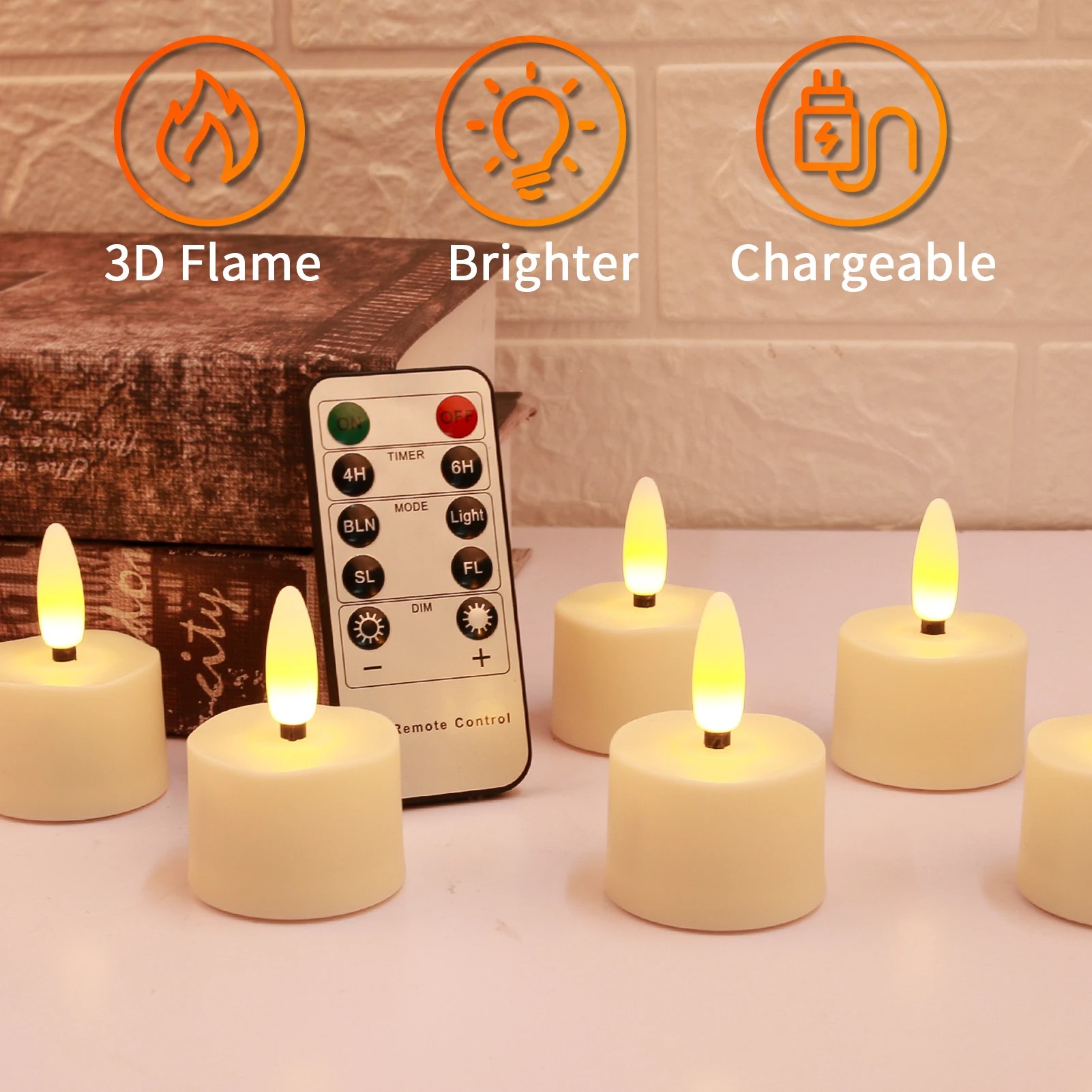 6/12/18/24pcs LED Tea Light Candles Rechargeable Flameless Candles Home Decor Flickering Electronic Candle Lamp for Home gift