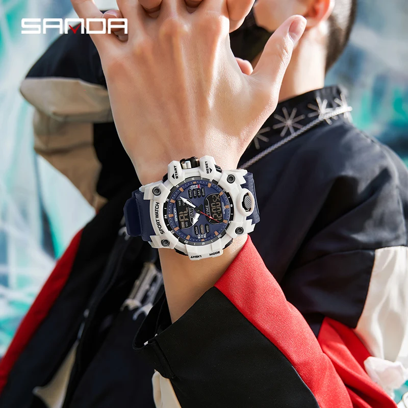 Nuevo reloj electrónico Sanda 6126 con pantalla única, calorímetro de paso 2024, luz nocturna Simple, reloj electrónico deportivo resistente al agua