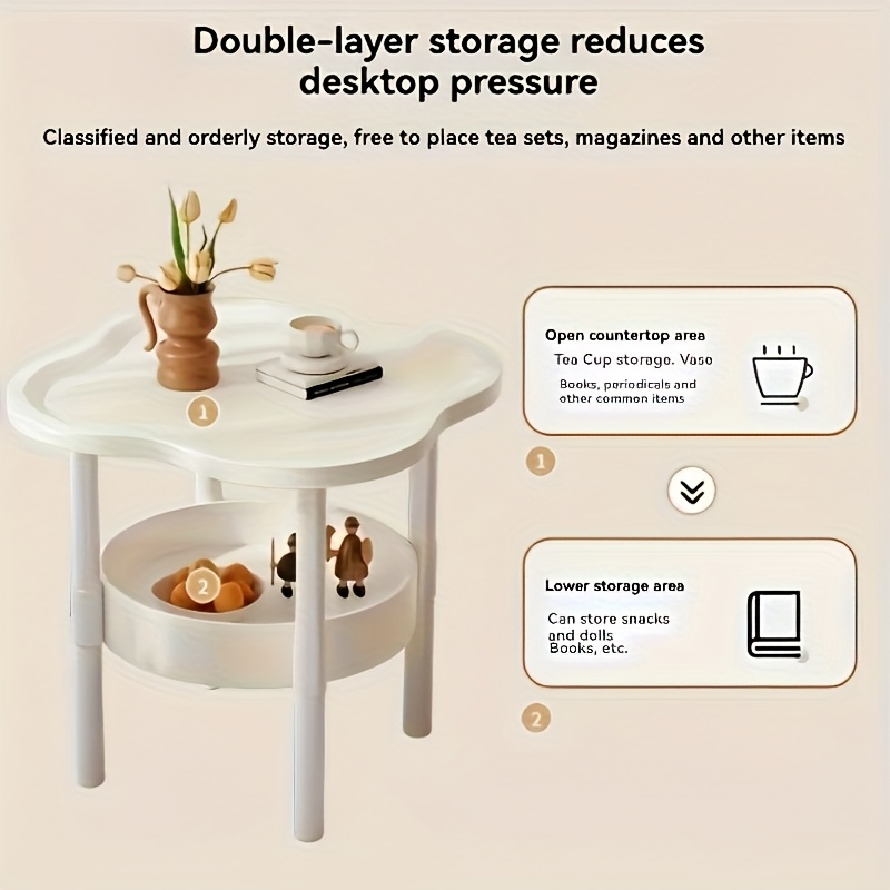 [Stylish Side Table] Stylish Modern Round Side Table with Storage Shelf | Space-Saving, Lightweight for Living Room, Bedroom