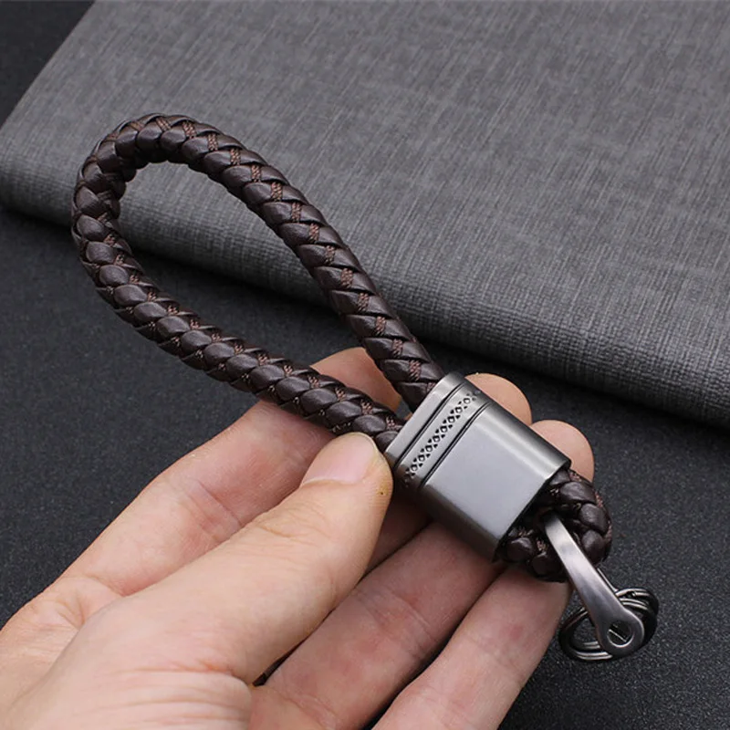 LLavero tejido a mano, llavero de cuero para coche, llavero de cuerda para hombres y mujeres, llavero de cintura, llavero con dije, joyería de regalo