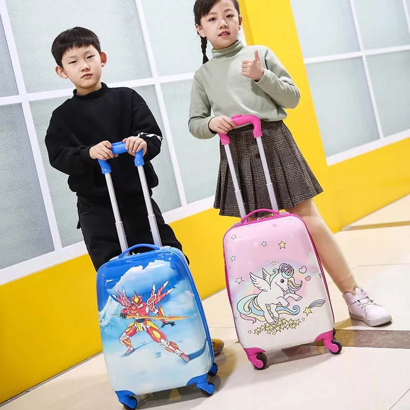 Mala fofa dos desenhos animados para crianças, estojo de haste, malas para crianças, bagagem para meninos e meninas, 16 in, 18 in