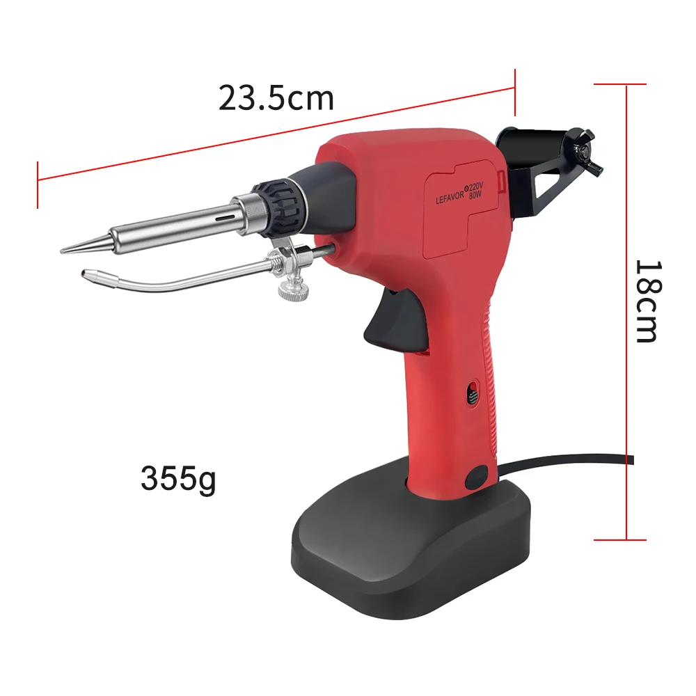LEFAVOR 80W Soldering Iron Gun Hand-held Internal Heating Soldering Iron Auto Send Tin Gun Soldering Welding Repair Tool