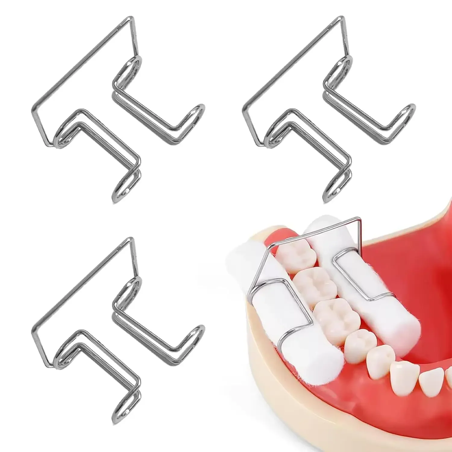 4-pack 1 mm tandheelkundige katoenen rolhouderclips, autoclaveerbare roestvrijstalen constante grip voor tandheelkundige isolatie-instrumentenbenodigdheden