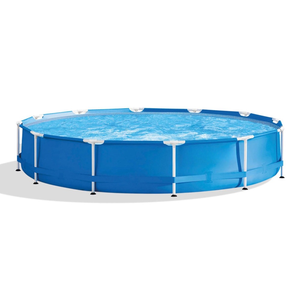 Round Metal Frame Above Ground Swimming Pool, Blue