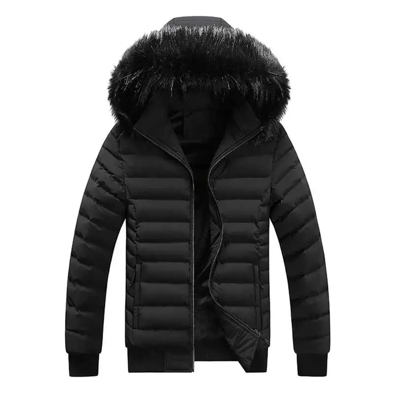 Parka gruesa de algodón con capucha para hombre, chaquetas de alta calidad con capucha para mantener el calor, a prueba de viento, sombrero desmontable, invierno, novedad