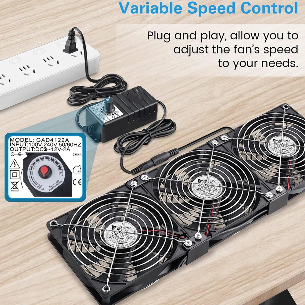 3000 tr/min ventilateur de refroidissement avec contrôleur 120mm 12cm 12V 220V Btc Machine châssis poste de travail armoire radiateur serveur ventilateur pour GPU VGA