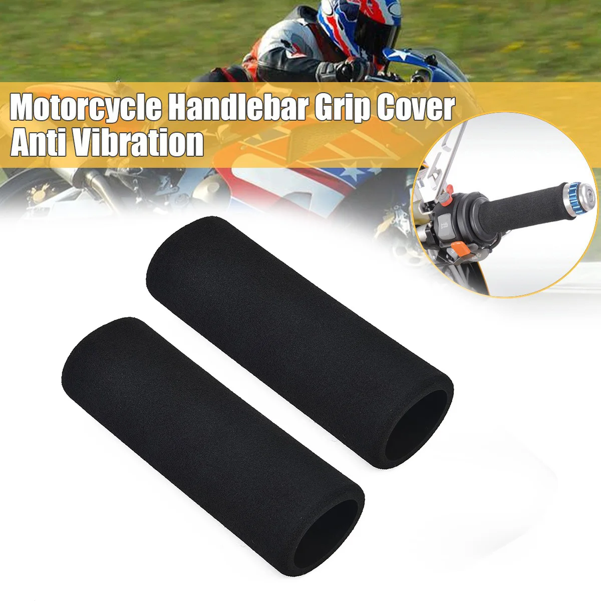 2 Stück Motorrad Lenker abdeckung Slip-On Anti-Vibrations-Komfort Lenker griff Hülse Schaum Anti-Rutsch-Moto-Griff Hebel Griffe