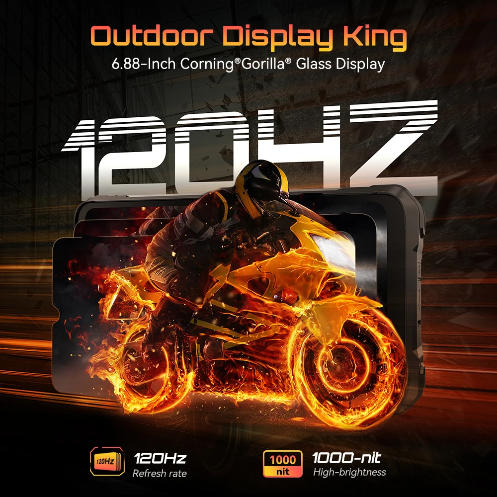 Android 15 Смартфон Cubot King Kong Power 5, 6.88" 120Hz Screen, 15300mAh Battery, 16GB RAM (6+10) 128GB ROM,MTK G100 5W Speaker