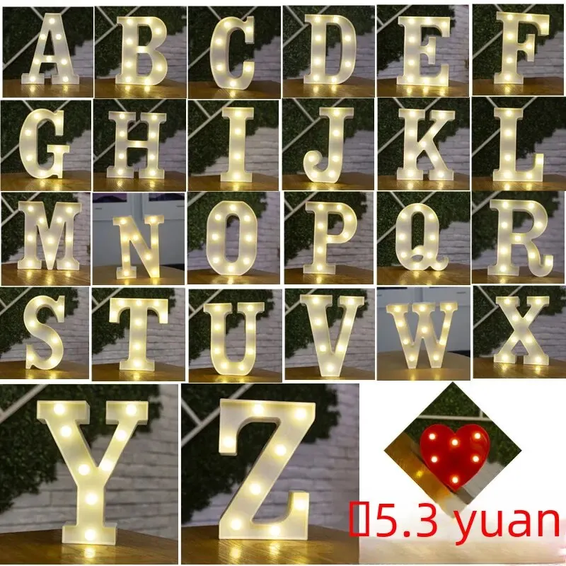 Ins vendita calda 26 lettere inglesi lampada di design a luce led per matrimonio compleanno proposta di luce colorata confessione notte a sorpresa