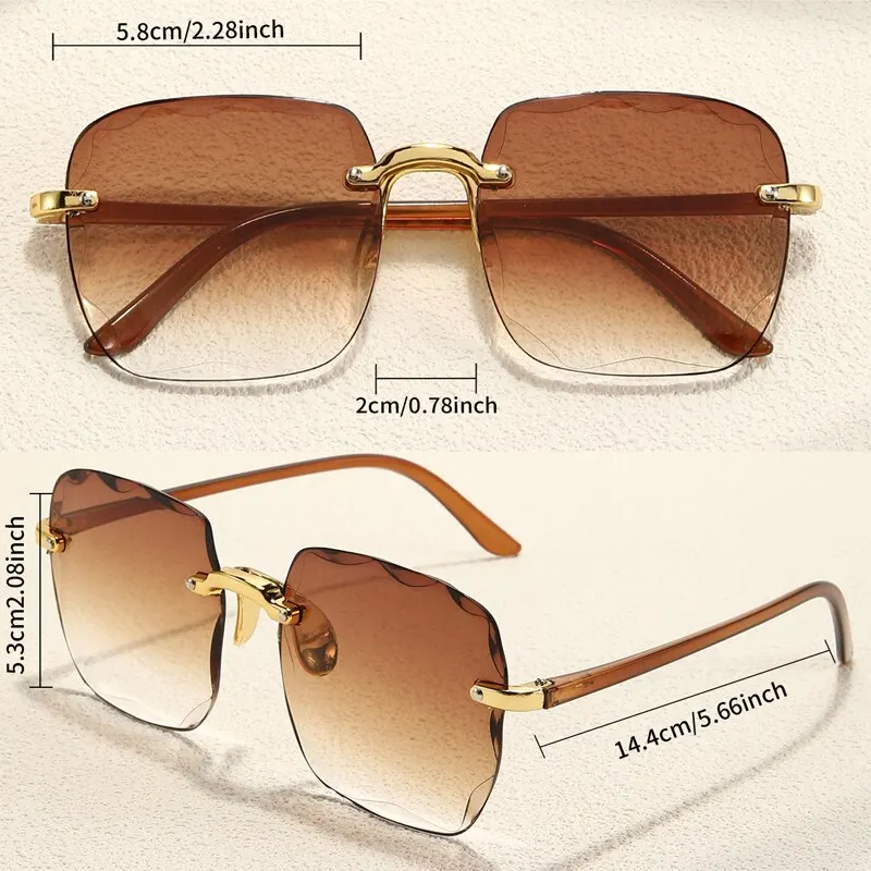 Quadrado Frameless clássico Gradiente Mulheres Sunglasses