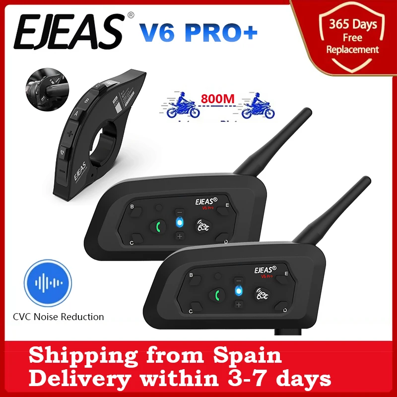 EJEAS V6 PRO + kask motocyklowy domofon zestaw słuchawkowy Bluetooth obsługa EUC CVC redukcja szumów wodoodporny IP67 czas czuwania 260H