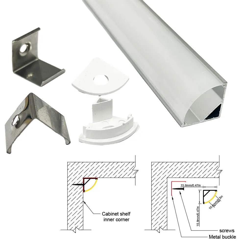 16x16mm (5 PCS) 0.5M Enhance Your Space with Versatile 90-Degree LED Aluminum Corner Profile for LED Strip Light