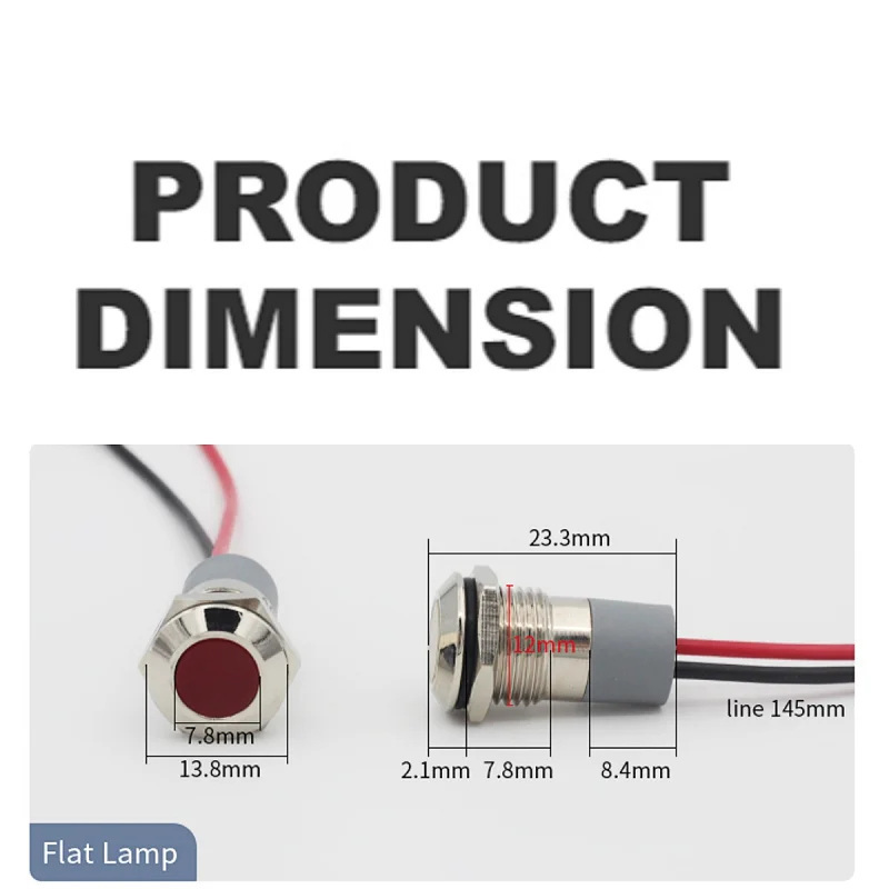 VaneAims-Voyant lumineux LED en métal, lampe de signalisation, étanche IP67, rouge, vert, jaune, blanc, bleu, 3V, 6V, 12V, 24V, 220V, 12mm