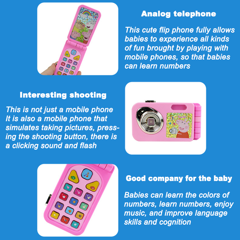 Peppa Pig Emulation พับโทรศัพท์มือถือของเล่นเด็ก Early Education เด็กวัยหัดเดินเล่น House จําลองของเล่นโทรศัพท์มือถือของขวัญเด็ก