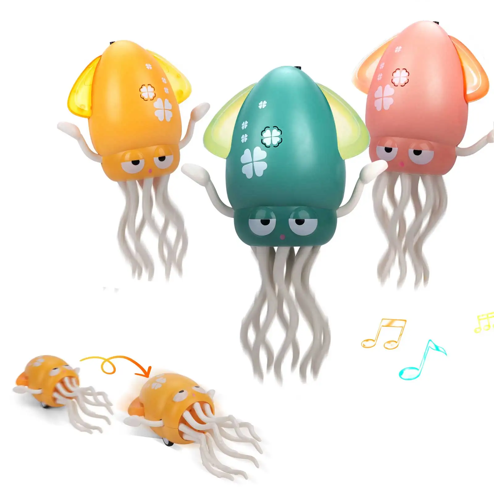 Dança lula crianças brinquedos eletrônicos para animais de estimação indução deitado lula plana com luz & música brinquedos de desenvolvimento interativo presentes do tempo da barriga