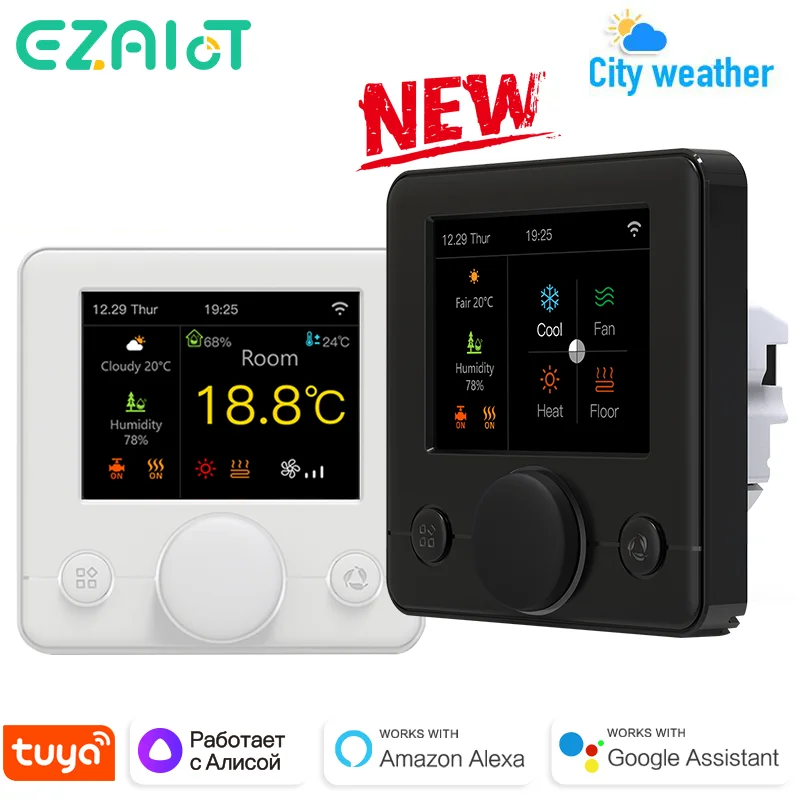 Intelligenter WiFi-Thermostat für Wasser-/elektrische Fußbodenheizung, Gaskessel, Raumtemperaturregler, Luftfeuchtigkeit, Tuya Google Home Alexa