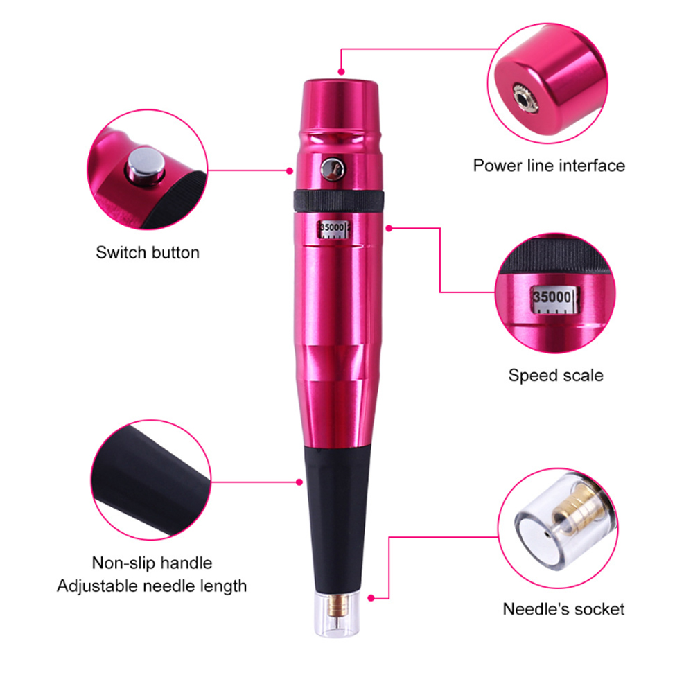Máquina de maquillaje permanente, máquinas de tatuaje rotativas, bolígrafos semipru, pistola para Piercing de labio y cejas, Kit de suministros para Microblading