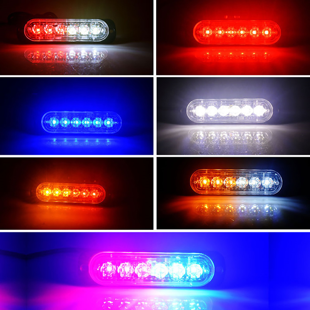 1x รถบรรทุก 12V 24V 6smd LED Strobe ไฟเตือน Strobe Grille กระพริบ Lightbar รถ Beacon โคมไฟ Amber สีเหลืองสีขาวการจราจร
