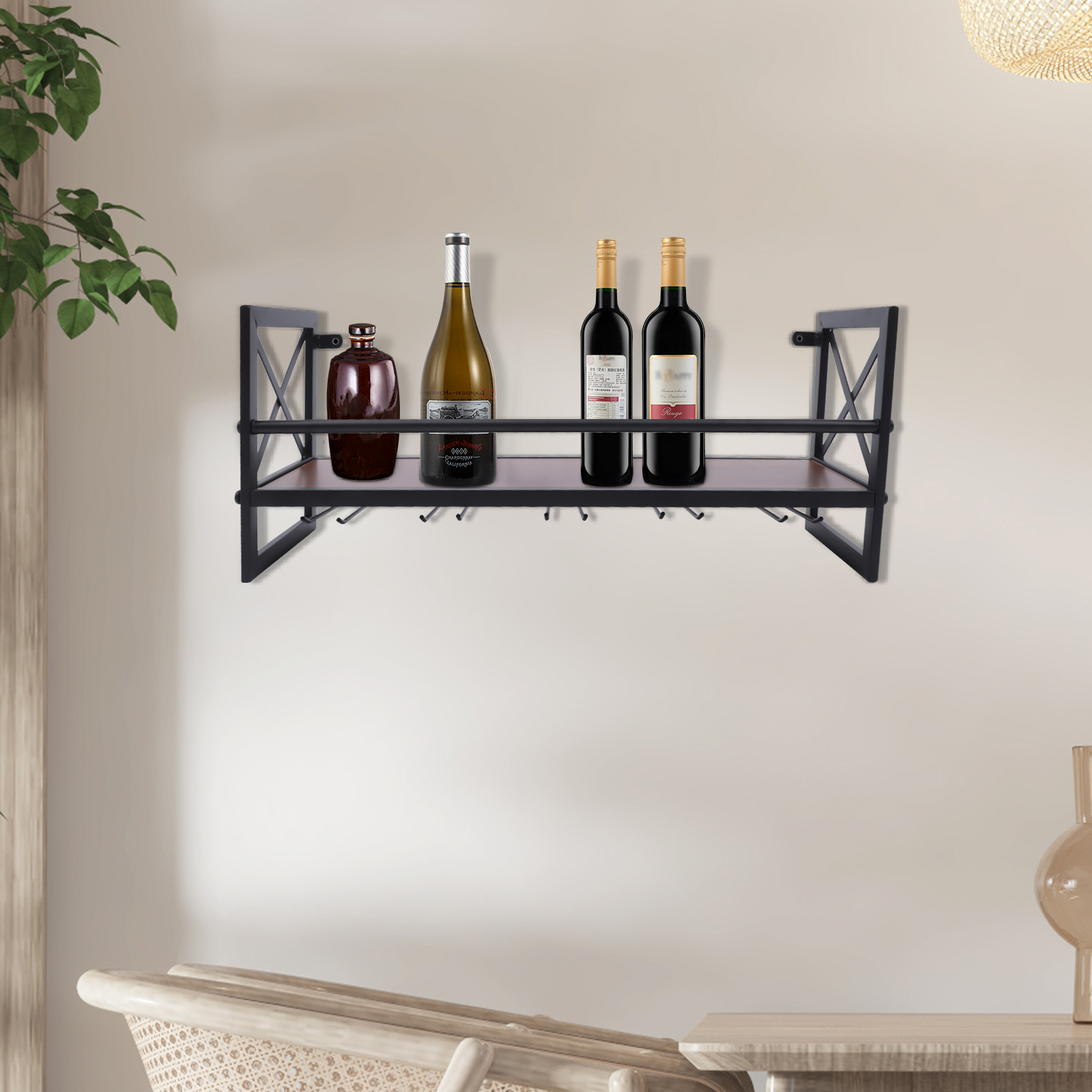 Bar Weinregal Wand-Montiert Dekor Eisen Weinregal Flasche Champagner Glas Halter Regale Bar Home Party