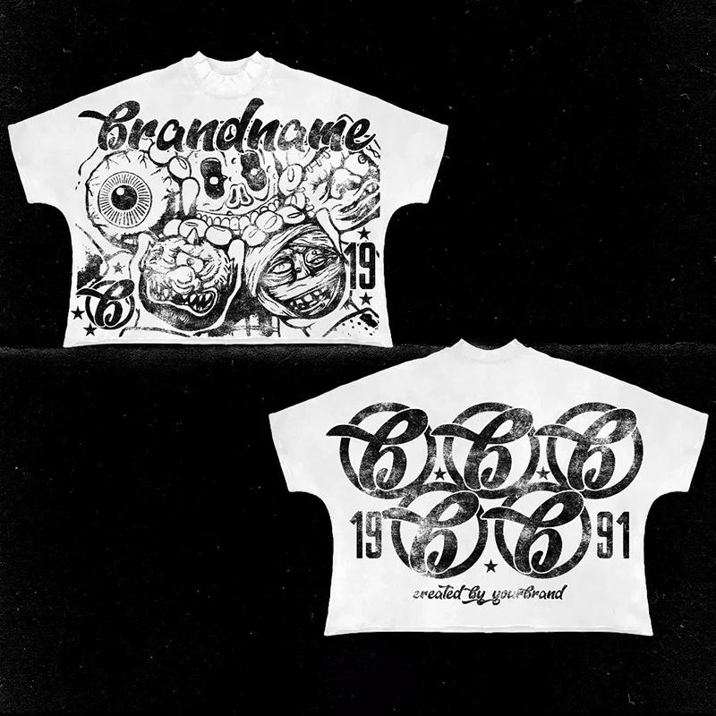 เสื้อยืดลำลองสไตล์ฮาราจูกุสำหรับฤดูร้อนแขนสั้นผู้ชายผู้หญิงเสื้อยืดพิมพ์ลายกราฟิกฮิปฮอป Y2K เสื้อเชิ้ตผ้าฝ้ายโอเวอร์ไซส์เสื้อแนวสตรีทเสื้อแนวสตรีทแบบกอธิค