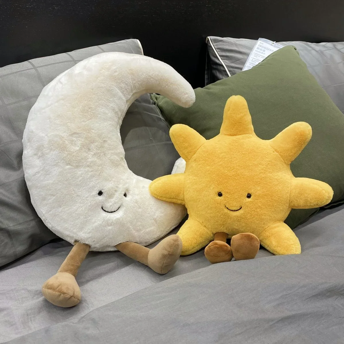 คุณภาพสูง Smile Face Moon สีเหลือง Sun Plushie เบาะตุ๊กตาน่ารักสภาพอากาศ Plush ของเล่นสําหรับตกแต่งห้องนอนเด็กโซฟาโยนหมอน