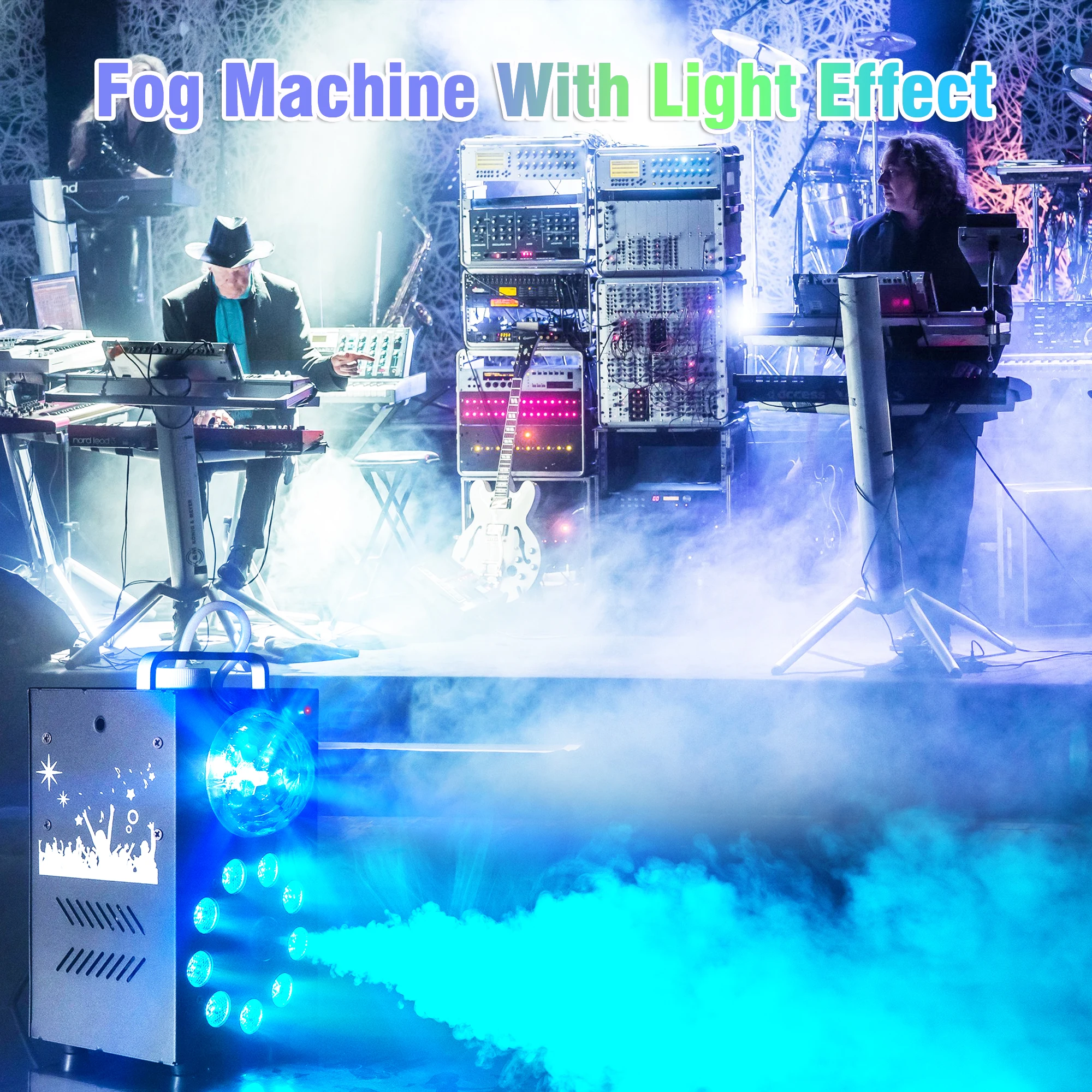 U`King 700W Stage Lighting Smoke Machine Fog Machine LED Colorful Haze Machine Remote Control Fogger For Wedding Party Dj Disco