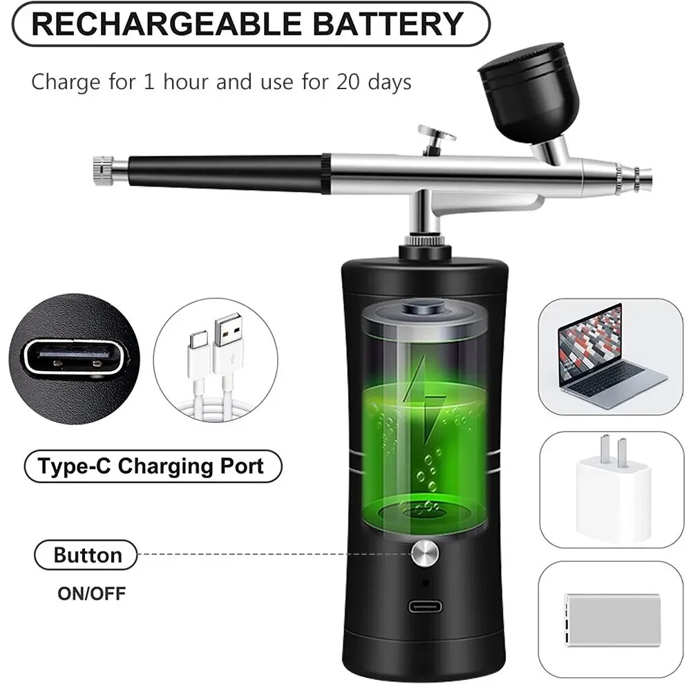 7.4v aerógrafo prego com compressor portátil escova de ar unhas compressor para pintura da arte do prego aerógrafo compressor pintura artesanato