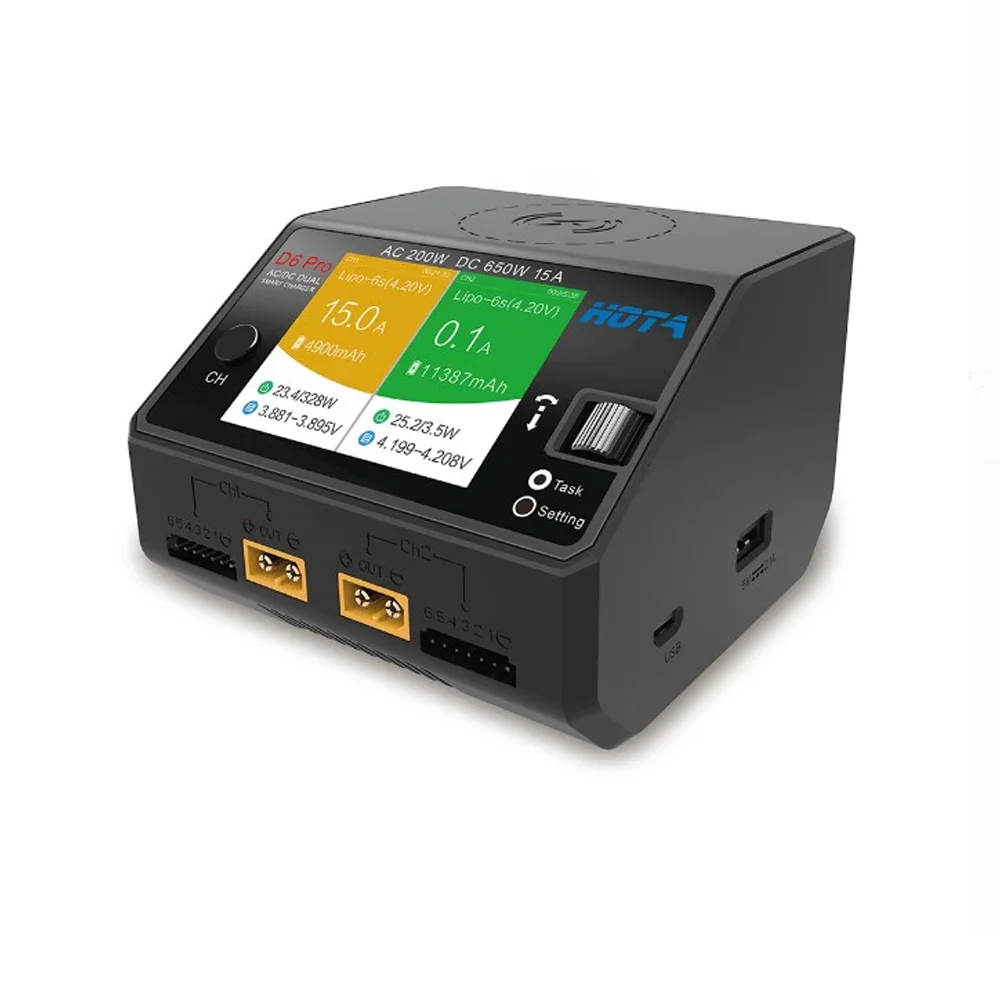 HOTA D6 Pro AC 200W DC 650W 15A 2X325W 2X15 ACharger ไร้สายชาร์จสําหรับ NiZn/Nicd/NiMH แบตเตอรี่ RC Drone อะไหล่