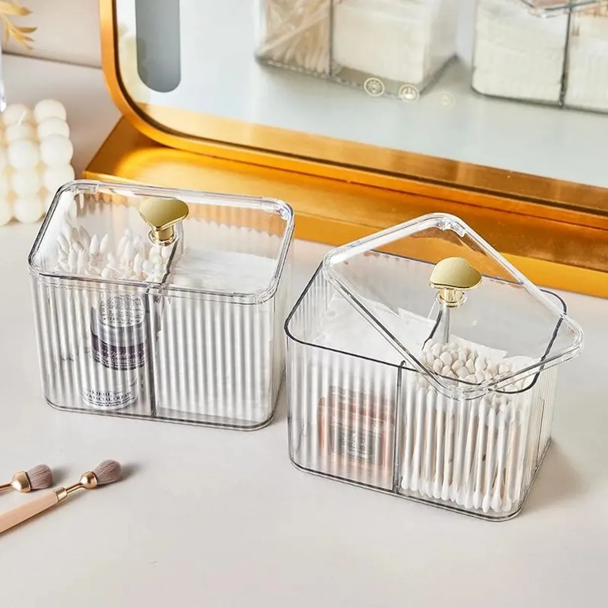 Qtip Halter Spender Klar Badezimmer Organizer Glas Tupfer/Pad/Kugel Halter Container Kosmetik Aufbewahrungsboxen für Waschtisch
