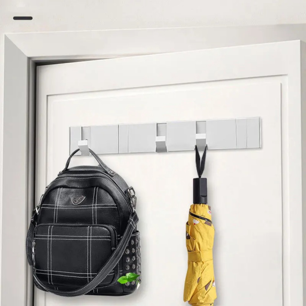 พับ Coat Rack ห้องน้ําแขวนผนังชั้นวางเหล็กชั้นวางด้านหลังตะขอประตูเสื้อผ้า Organizer Key Storage ผ้าเช็ดตัวเฟอร์นิเจอร์