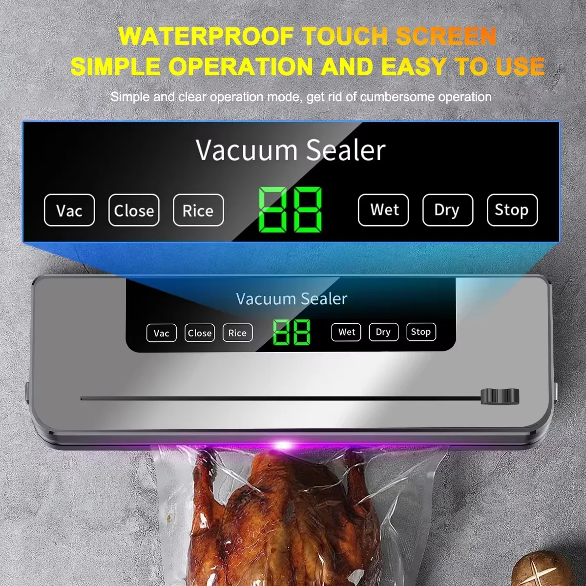 SZUK食品真空シーラー機 UV滅菌真空食品シーラー 電動真空シーラー内蔵カッター キッチン用真空シール機 10枚入り