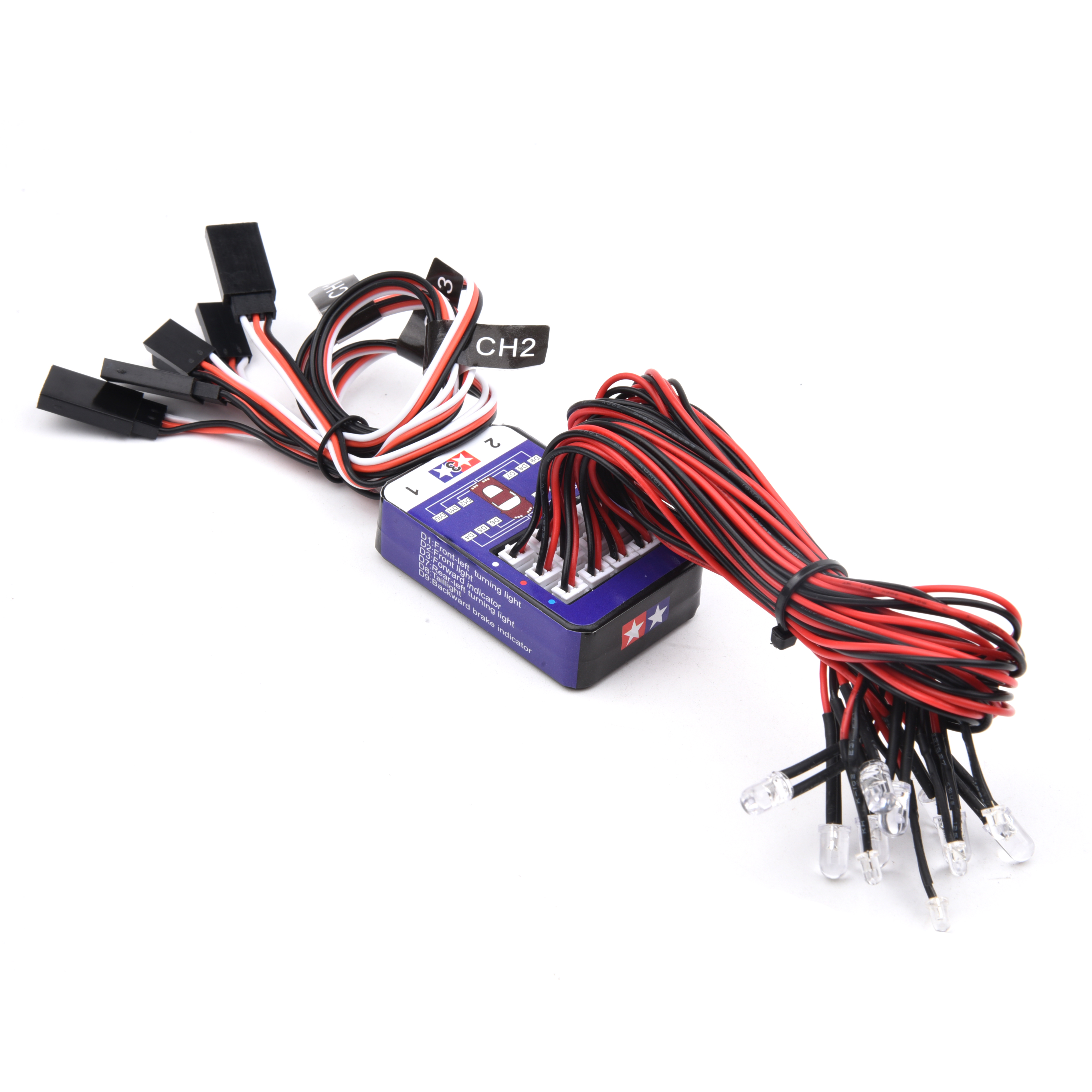 Luz Flash de freno de dirección de simulación, Kit de iluminación de 12 LED para modelos a escala 1/10, coche teledirigido Yokomo Tamiya HSP HPI AXIAL RC4WD TRX