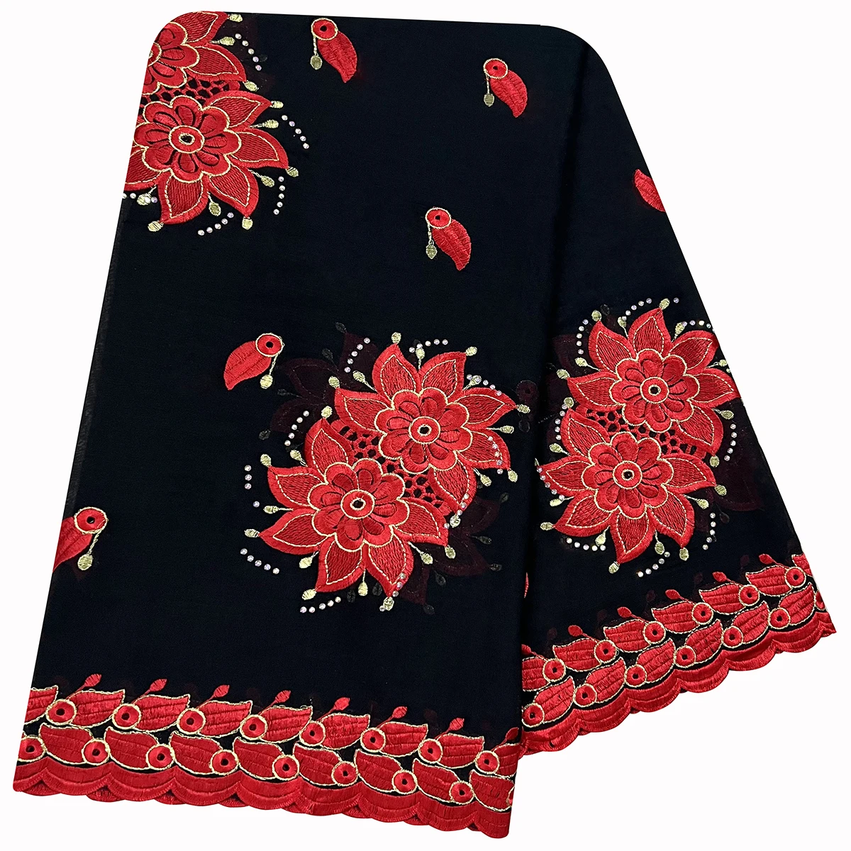 Tela de algodón 100% de alta calidad, bufanda bordada de hilo de algodón rayón, Hijab africano para mujer, bufanda musulmana, estilo excelente de Dubái