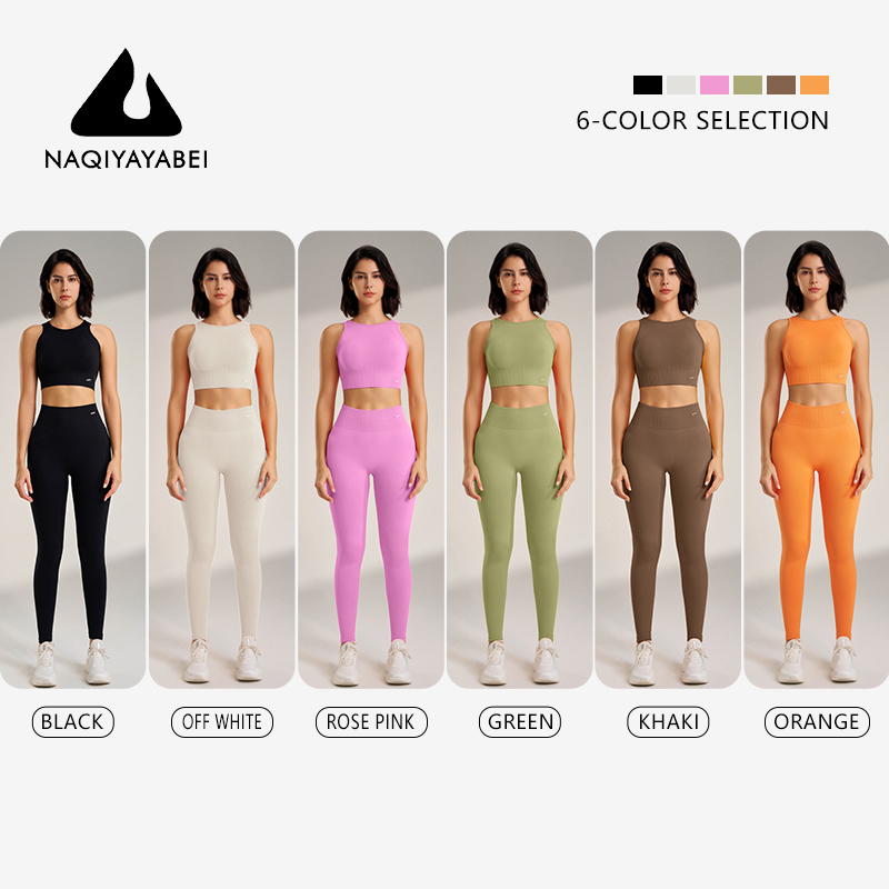 Conjunto de ropa de Yoga para mujer, mallas de cintura alta y Top de dos piezas, ropa de ejercicio sin costuras, ropa interior de entrenamiento físico
