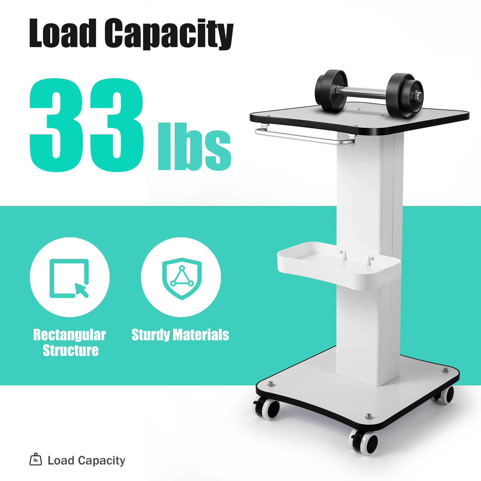 40Kg Salon Rolling Trolley Cart SPA Beauty Salon Storage Equipment Machine Stand Organizer Spa Cart Max Load