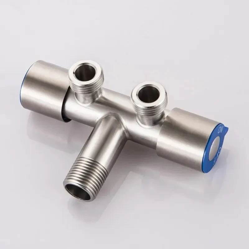 LUHAIXIONGDI Aço Inoxidável Única Água Fria 1 Em 2 Out Banheiro Válvula de Ângulo de Vaso sanitário Máquina de Lavar Torneira de Água de Saída Dupla