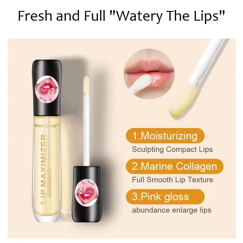 Schnell voluminöses Lip Plumper Serum Sexy Lip Oil Gloss Erhöhen Sie die Lippenelastizität Reduzieren Sie feine Linien Aufhellen Sie die feuchtigkeitsspendende Lippenpflege