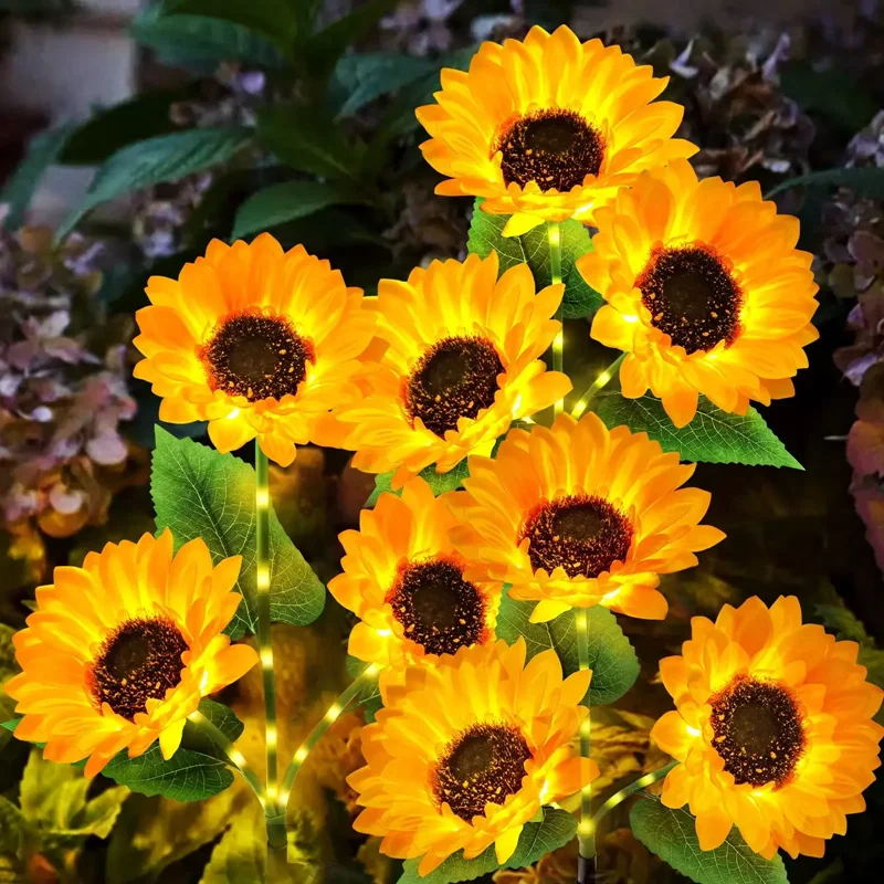 1/3 Kopf LED Solar Sonnenblume Outdoor Rasen Licht Solar LED Licht Garten Hof Rasen Nacht Lampe Landschaft Garten Dekoration