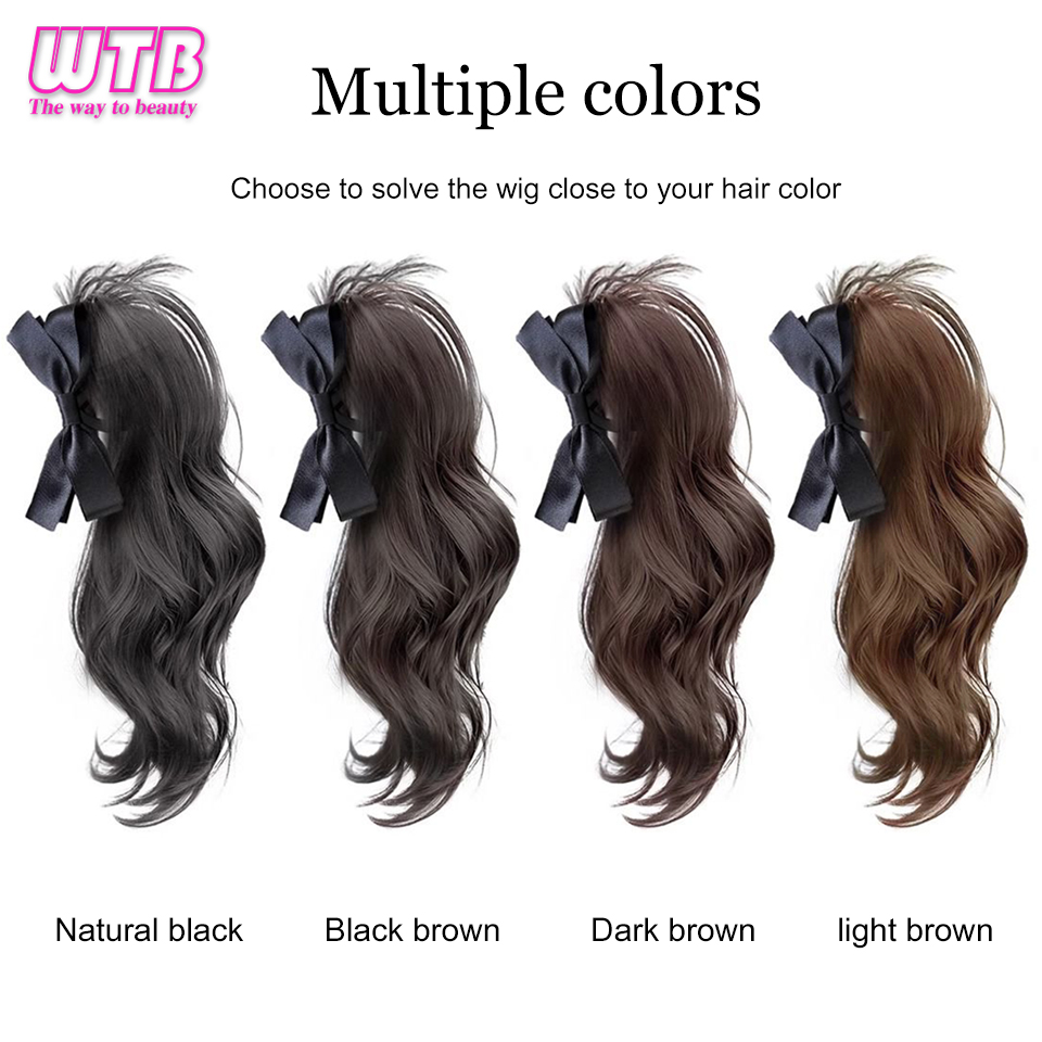 WTB-女性用ポニーテール合成クリップ,短い巻き毛のポニーテール,偽のかつら,ポニーテールエクステンション,ヘアピース