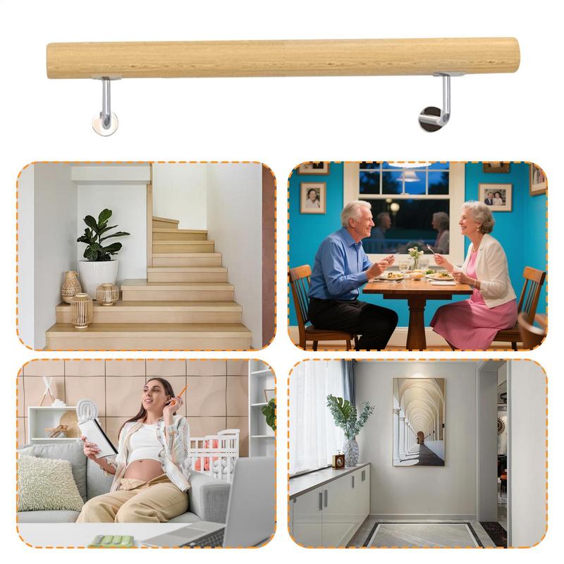 Corrimão da escada interior montado na parede corrimão de mão ergonômico corrimão de madeira para casa varanda deck porta dentro e