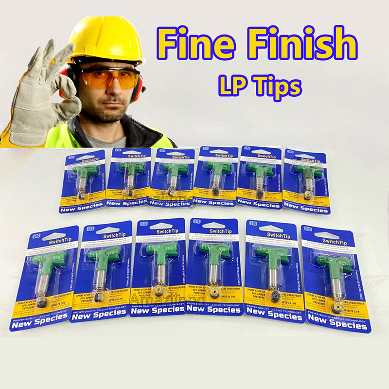 Boquilla LP de puntas sin aire serie 1-6 de baja presión con protector de boquilla 7-8 para herramientas de pulverización de pintura sin aire Titan Wagner