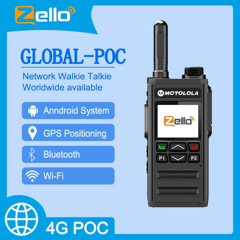 MOTOLOLA Zello POC drahtlose Fernbedienung Walkie Talkie SIM-Karte 4G 3G Android Bluetooth Mobiltelefon PTT Wifi GPS global 8000 km