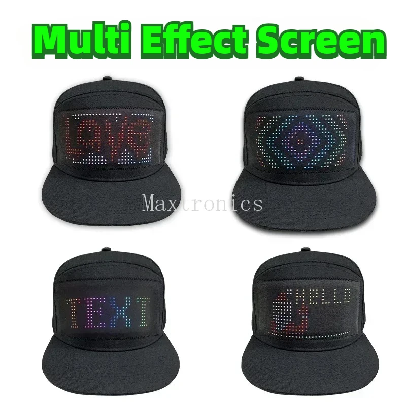 LED Unisex Baseball Cap 5V Wiederaufladbare Bluetooth APP Programmierbare LED Scrollen DIY Display Board Hip Hop Led Cap Snapback Hut