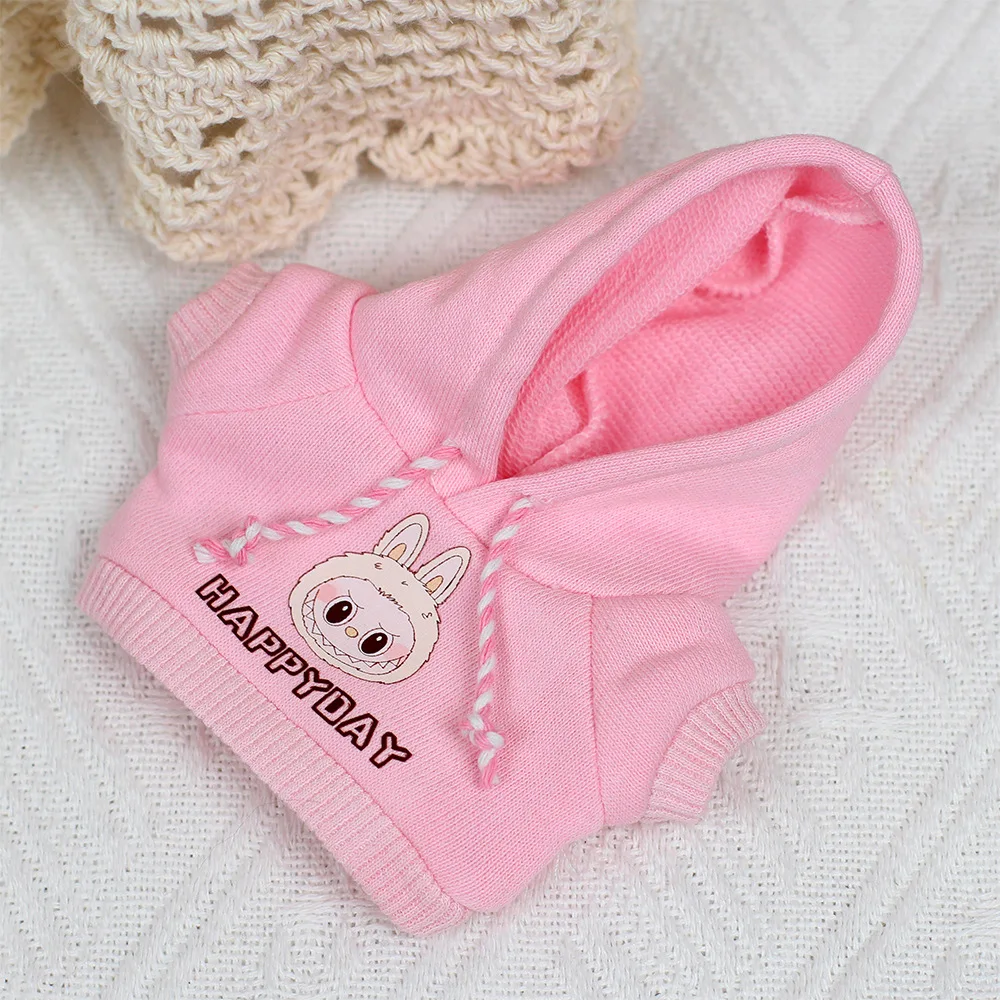Ropa de Labubu de 17cm, sudadera con batido de corazón, ropa de muñeca Macaron Labubu