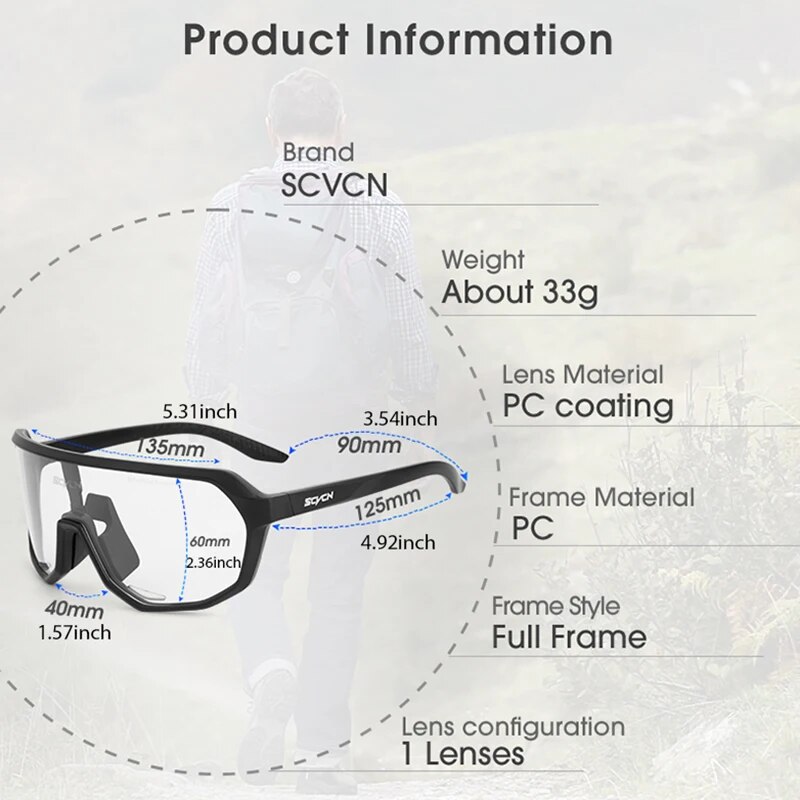 แว่นตาปั่นจักรยานโฟโตโครมิก2แพ็คแว่นกันแดดจักรยานกีฬากลางแจ้งแว่นตาปั่นจักรยานเสือภูเขาผู้ชายแว่นตาปั่นจักรยานถนน