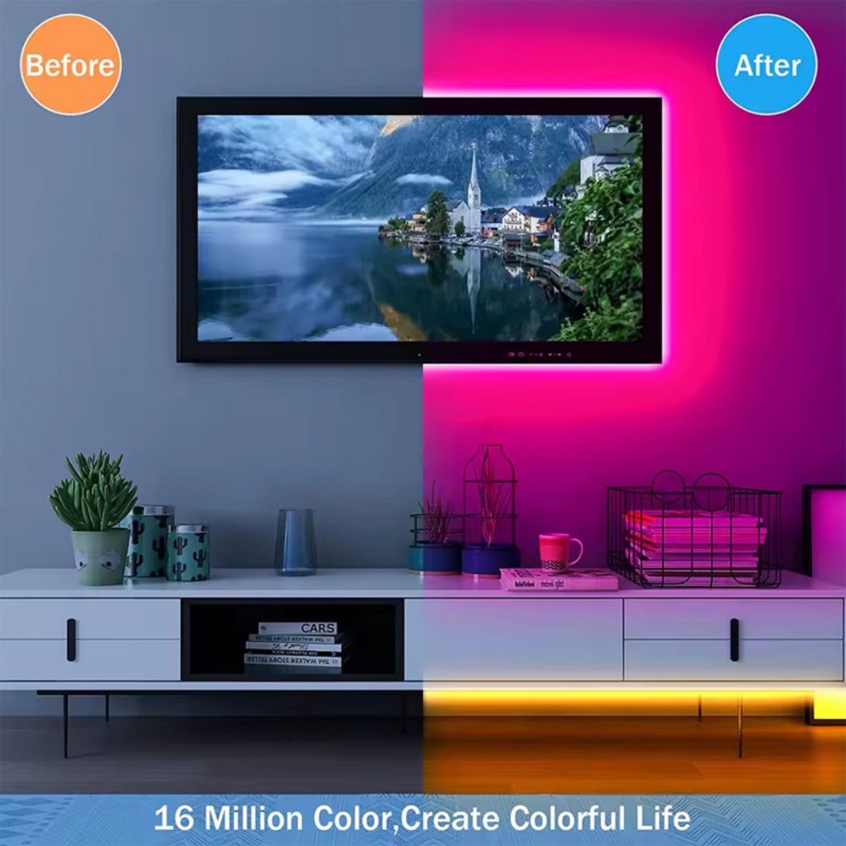 The flexible LED light bar of RGB neon lamp is powered by USB, remote control +APP, which is suitable for home TV backlight