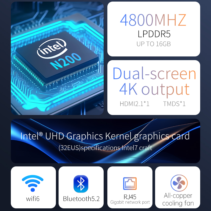 Morefine Mini Tablet Touch Screen, Desktop Host, Intel N200, 7 ", Windows 11, WiFi 6, BT5.2, 16GB, 512G, 4K, 3400mAh, 12ª Geração